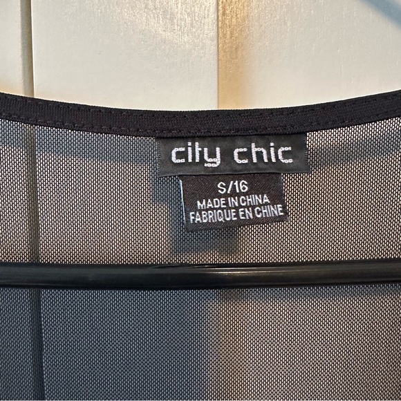 City Chic black rhinestone and mesh minidress size 16 - Picture 8 of 9